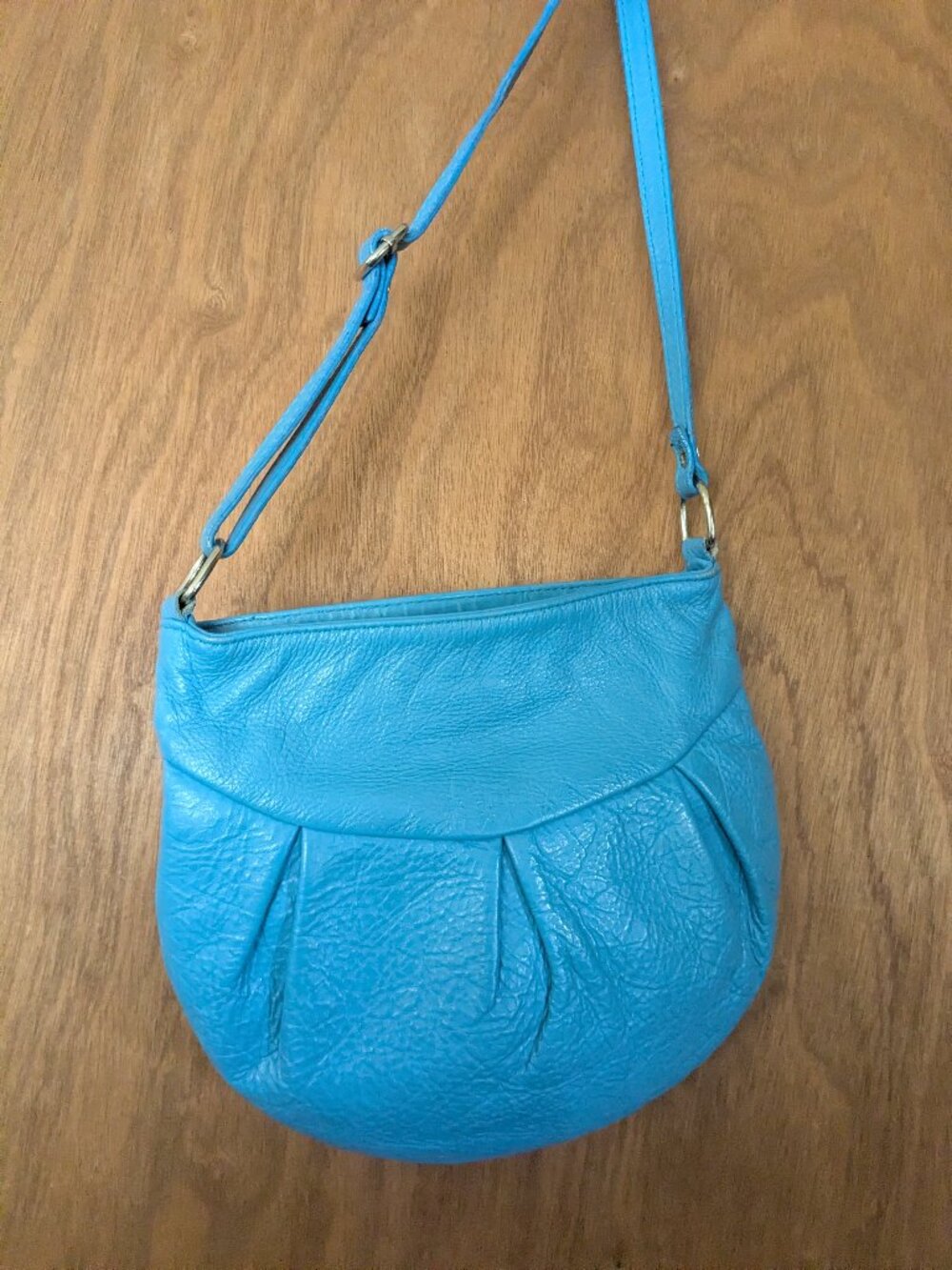 Blue Italian Leather Crossbody Purse